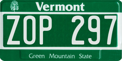 VT license plate ZOP297