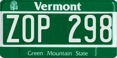 VT license plate ZOP298
