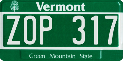 VT license plate ZOP317