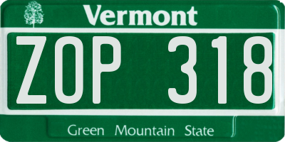 VT license plate ZOP318