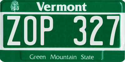 VT license plate ZOP327