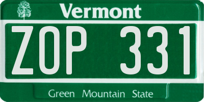 VT license plate ZOP331