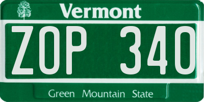 VT license plate ZOP340