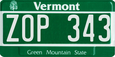 VT license plate ZOP343