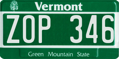 VT license plate ZOP346