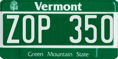 VT license plate ZOP350