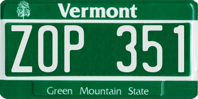 VT license plate ZOP351