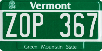 VT license plate ZOP367