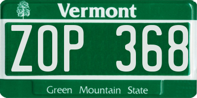 VT license plate ZOP368
