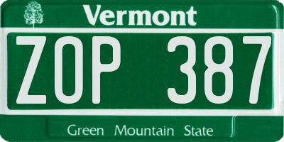 VT license plate ZOP387