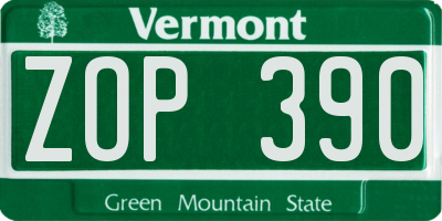 VT license plate ZOP390