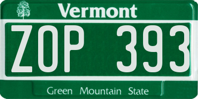 VT license plate ZOP393