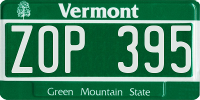 VT license plate ZOP395