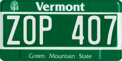 VT license plate ZOP407