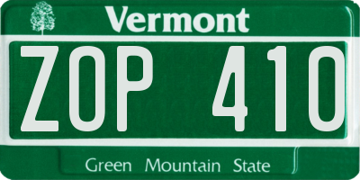 VT license plate ZOP410