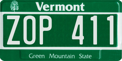 VT license plate ZOP411