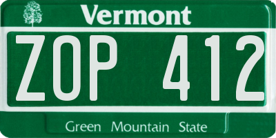 VT license plate ZOP412