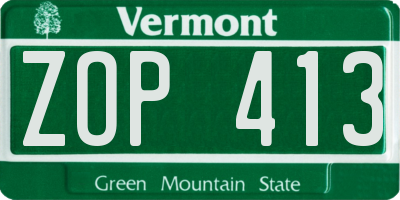 VT license plate ZOP413