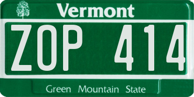 VT license plate ZOP414