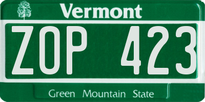 VT license plate ZOP423