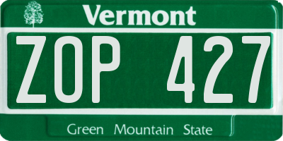 VT license plate ZOP427