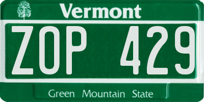 VT license plate ZOP429