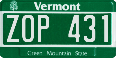VT license plate ZOP431