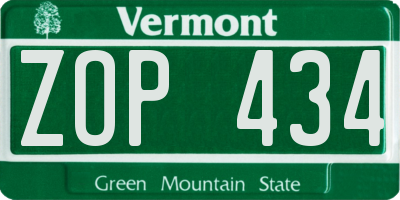 VT license plate ZOP434