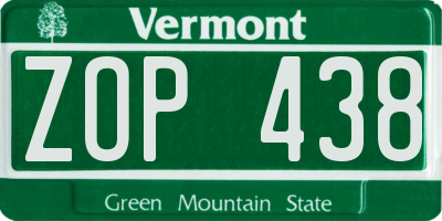 VT license plate ZOP438