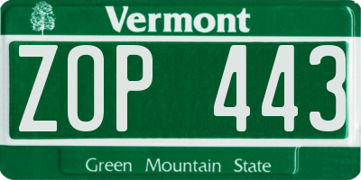 VT license plate ZOP443