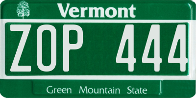 VT license plate ZOP444