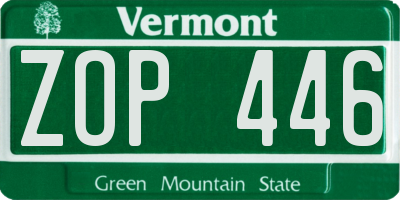 VT license plate ZOP446
