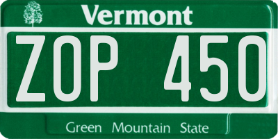 VT license plate ZOP450