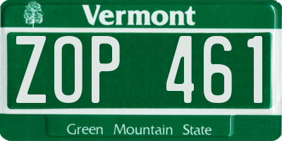 VT license plate ZOP461