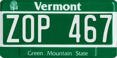 VT license plate ZOP467
