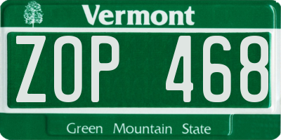 VT license plate ZOP468