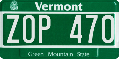 VT license plate ZOP470