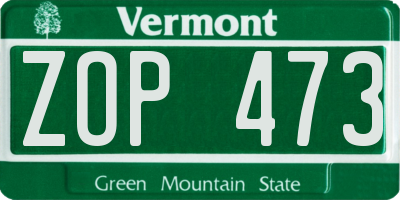 VT license plate ZOP473