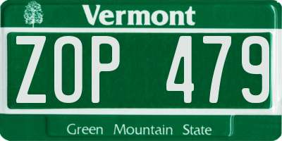 VT license plate ZOP479
