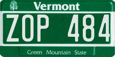 VT license plate ZOP484