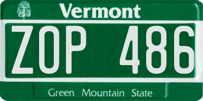 VT license plate ZOP486