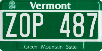 VT license plate ZOP487