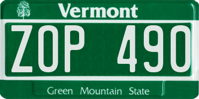 VT license plate ZOP490
