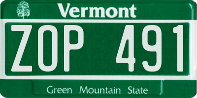 VT license plate ZOP491