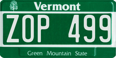 VT license plate ZOP499