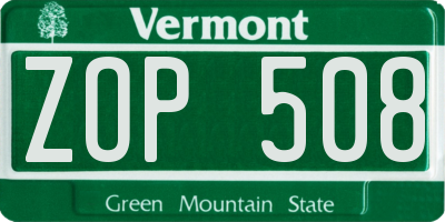 VT license plate ZOP508