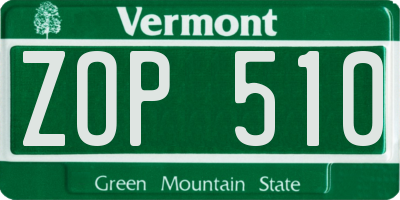 VT license plate ZOP510