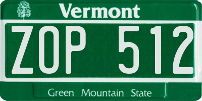 VT license plate ZOP512