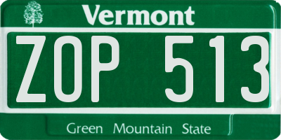 VT license plate ZOP513