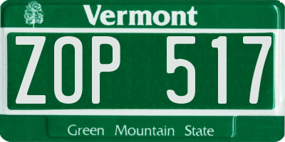 VT license plate ZOP517